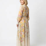 Cressida | Florales, transparentes Maxikleid mit langen Ärmeln