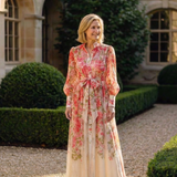 Cressida | Florales, transparentes Maxikleid mit langen Ärmeln