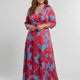 Danielle | Dreiviertelarm V-Ausschnitt Blumen Maxi Kleid