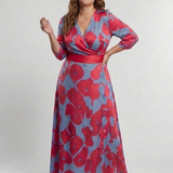 Danielle | Dreiviertelarm V-Ausschnitt Blumen Maxi Kleid
