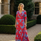 Danielle | Dreiviertelarm V-Ausschnitt Blumen Maxi Kleid