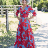 Danielle | Dreiviertelarm V-Ausschnitt Blumen Maxi Kleid