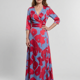 Danielle | Dreiviertelarm V-Ausschnitt Blumen Maxi Kleid
