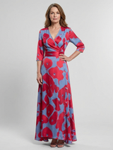 Danielle | Dreiviertelarm V-Ausschnitt Blumen Maxi Kleid