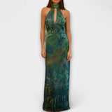 Luna | Damen Blumen Maxi Kleid mit Ausschnitt