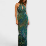 Luna | Damen Blumen Maxi Kleid mit Ausschnitt