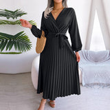 Amy™ Schwarzes Elegantes Maxi Kleid mit V-Ausschnitt Festliche Boho Stil